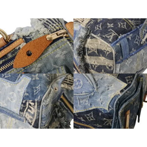 Louis Vuitton Speedy Handbag Monogram Denim Patchwork Indigo Blue - Picture 7 of 8